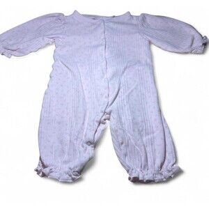 VTG Girls Floral One Piece Romper 6-9M Cotton Button Up Cottagecore Coquette